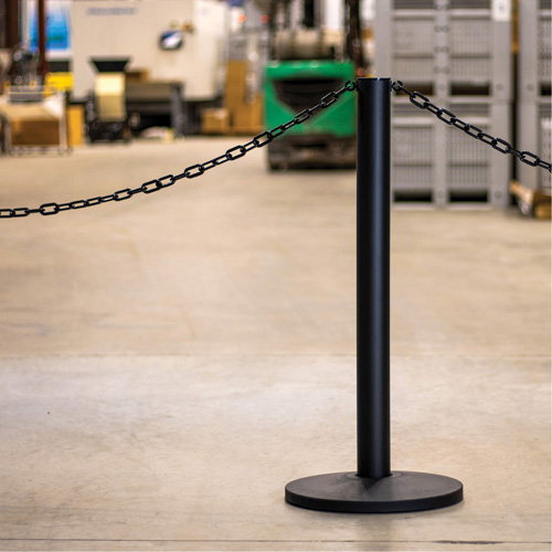 Industrial Stanchion Kit with Plastic Chain, 37" High, Black OCP Construction Supplies