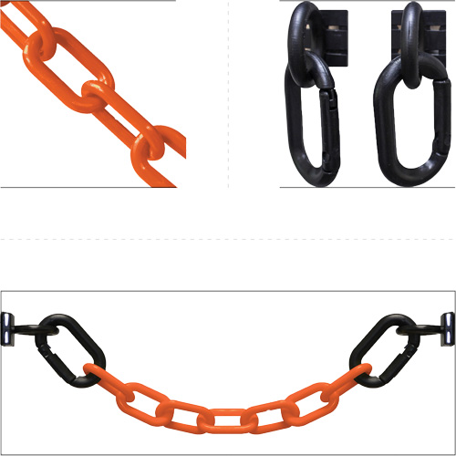 Magnetic Chain Barrier Warehouse Kit, Orange, 2" Link, 15' Length OCP Construction Supplies