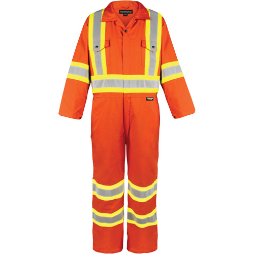 High-Visibility Unlined Coveralls, Large, High Visibility Orange OCP Construction Supplies