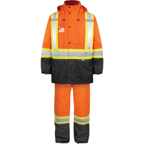 High-Visibility 150-Deniers Rain Suit, Polyester, 3X-Large, High Visibility Orange OCP Construction Supplies