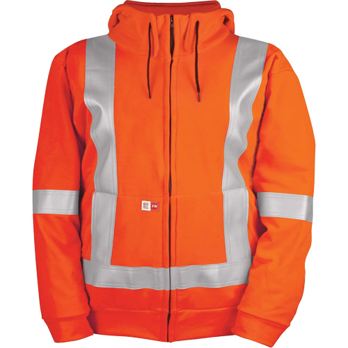 High-Visibility Wind Resistant Zip-Front Sweatshirt with DetachableHood, Men's, Medium, High Visibility Orange, 27.7 cal/cm² OCP Construction Supplies