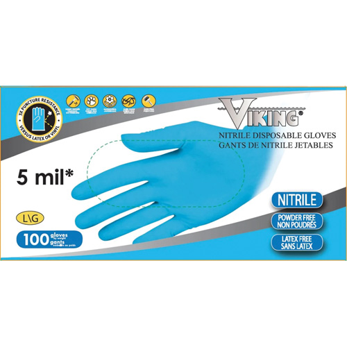 34600 Disposable Gloves, Medium, Nitrile, 5-mil, Powder-Free, Blue OCP Construction Supplies