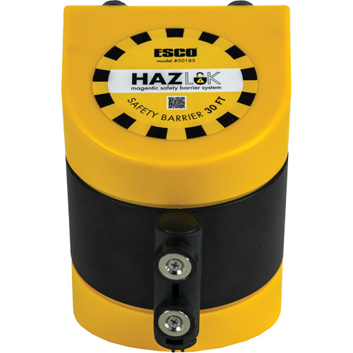 Syst&egrave;me de barri&egrave;re de s&eacute;curit&eacute; HAZLOK, Plastique, Fixation magn&eacute;tique, 30', Ruban Noir et jaune OCP Construction Supplies