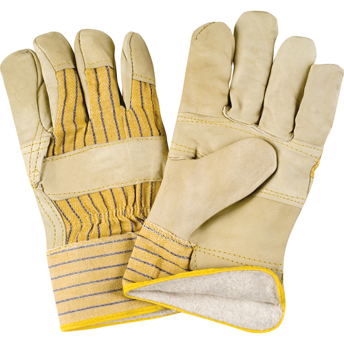 Winter-Lined Patch-Palm Fitters Gloves, Large, Grain Cowhide Palm, Cotton Fleece Inner Lining OCP Construction Supplies