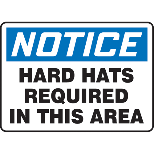 Enseigne  Hard Hats Required , 10" x 14", Vinyle, Anglais OCP Construction Supplies