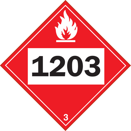Plaque-&eacute;tiquette TMD 1203 pour liquide inflammable essence & essence-alcohol, Vinyle adh&eacute;sif OCP Construction Supplies