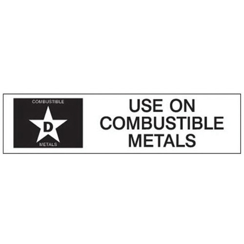 "D: Use on Combustible Metals" Fire Extinguisher Label OCP Construction Supplies