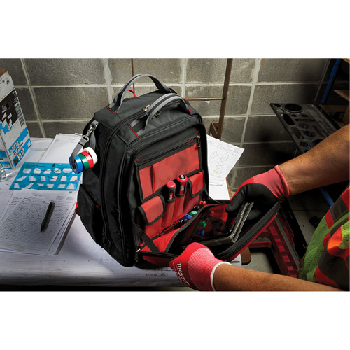 Packout Backpack, 15-3/4" L x 11-4/5" W, Black/Red, Ballistic OCP Construction Supplies