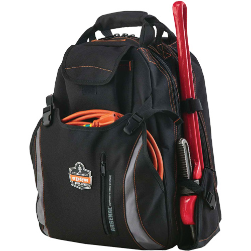 Arsenal&reg; 5843 Tool Backpack, 13-1/2" L x 8-1/2" W, Black, Polyester OCP Construction Supplies