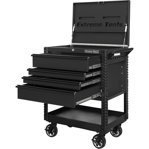 EX Deluxe Series Tool Cart, 4 Drawers, 22-7/8" L x 33" W x 44-1/4" H, Black OCP Construction Supplies