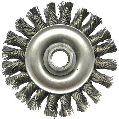 Brosses m&eacute;talliques &agrave; touret, Dia. 4", Fils 0,02", Arbre 5/8"-11, Acier OCP Construction Supplies