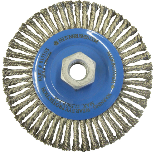 Brosses m&eacute;talliques &agrave; touret, Dia. 5-7/8", Fils 0,02", Arbre 5/8"-11, Acier inoxydable OCP Construction Supplies