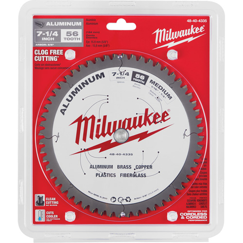 Lame de scie circulaire pour la coupe d'aluminium, 7-1/4", 56 dents, Pour Plastique/Fibre de verre/Non ferre OCP Construction Supplies