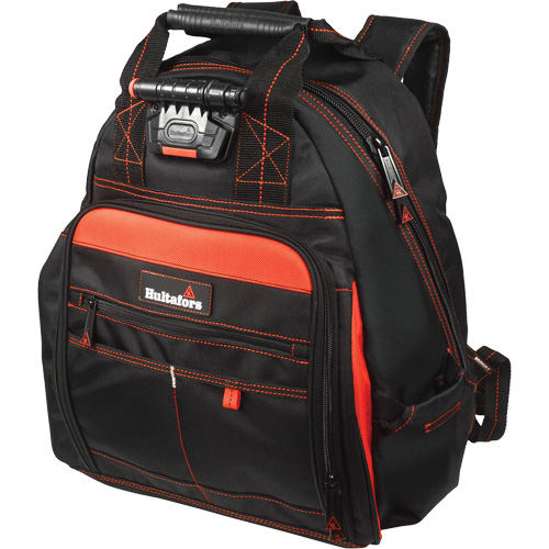 Lighted Tool Backpack, Black/Red, Ballistic/Polyester OCP Construction Supplies