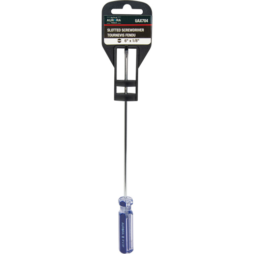 Blue Transparent Striped Slotted Screwdriver, 1/8" Tip, Round, Plastic Handle OCP Construction Supplies