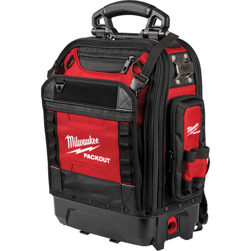 PackOut Structured Backpack, 9-1/2" L x 18" W, Black/Red, Polyester OCP Construction Supplies