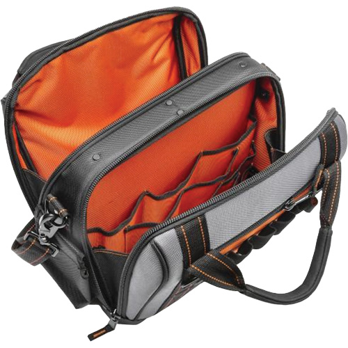 14" Tradesman Closed Top Tool Bag, Polyester, 32 Pockets, Black/Grey OCP Construction Supplies