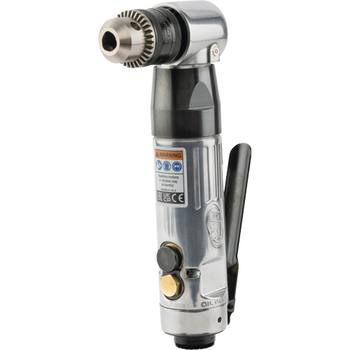 Angle Air Drill, 20.5 CFM, 1/4" NPT, 98 dBA, 3/8" Chuck, Keyed OCP Construction Supplies
