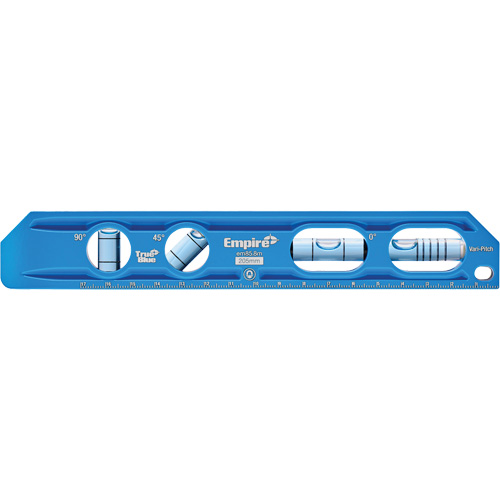 Niveau torpille moul&eacute; sous pression TRUE BLUE, 8" lo, Aluminium, 4 fioles, Magn&eacute;tique OCP Construction Supplies