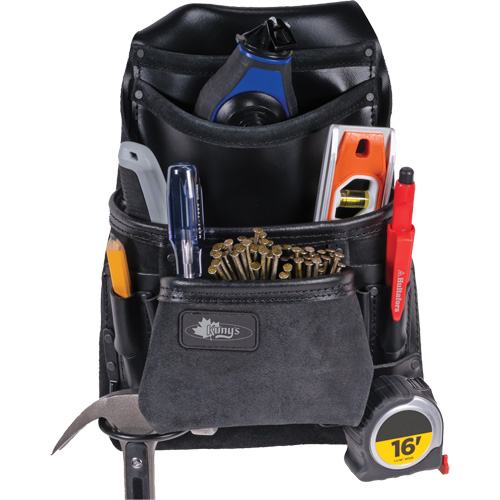 Phantom Collection Heavy-Duty Nail & Tool Bag, Leather, 10 Pockets, Black OCP Construction Supplies