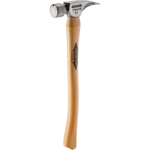 Titanium Smooth Face Hammer with Curved Hickory Handle, 14 oz., Wood Handle, 18" L OCP Construction Supplies