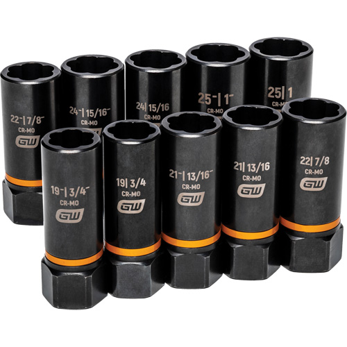 Bolt Biter Extraction Socket Set, 10 Pcs, Impact, 1/2" Drive Size, Deep OCP Construction Supplies