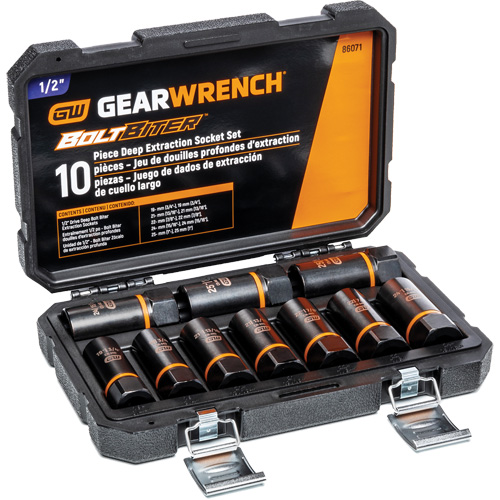 Bolt Biter Extraction Socket Set, 10 Pcs, Impact, 1/2" Drive Size, Deep OCP Construction Supplies