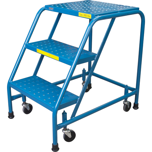 Escabeau roulant, 3 marches, Largeur de la marche 18", Hauteur de la plateforme 28", Acier OCP Construction Supplies