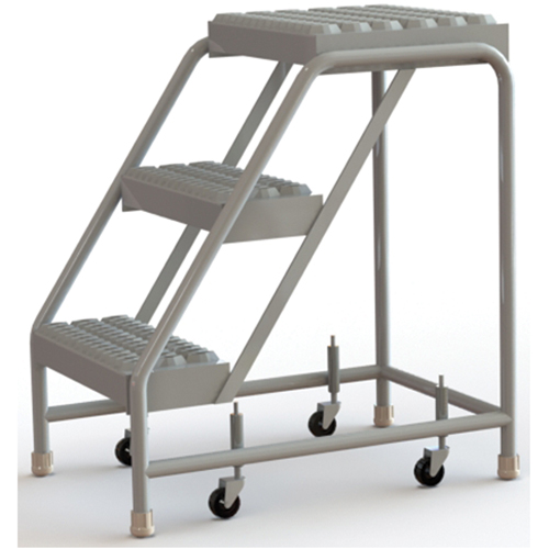 Rolling Ladder, 3 Steps, 16" Step Width, 30" Platform Height, Aluminum OCP Construction Supplies