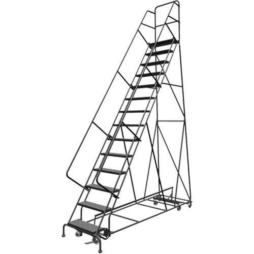 All Directional Rolling Ladder, 14 Steps, 24" Step Width, 140" Platform Height, Steel OCP Construction Supplies