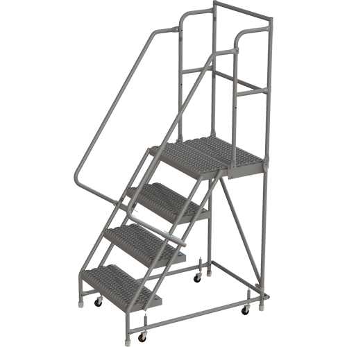 Escabeaux roulants &agrave; dessus profond, 4 marches, Largeur de la marche 24", Hauteur de la plateforme 40", Acier OCP Construction Supplies
