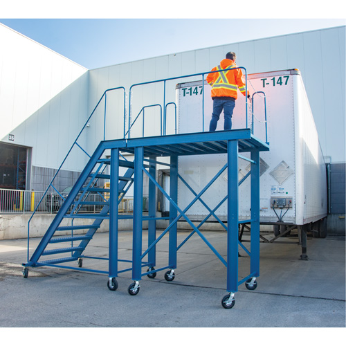 Snow Ladder, Steel, 10 Steps, 99" H, 85-1/2" D, 48" Step, Serrated OCP Construction Supplies