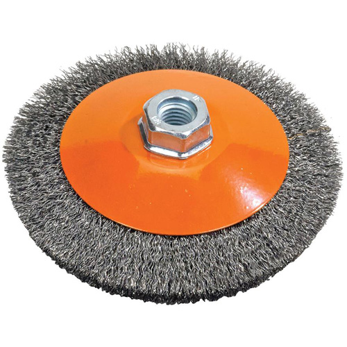 Meule soucoupe &agrave; fils cr&ecirc;p&eacute;s, 5" dia., Fils 0,012", Arbre 5/8"-11 OCP Construction Supplies