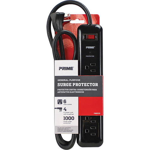 Surge Protector, 6 Outlets, 1000 J, 1875, 4' Cord OCP Construction Supplies