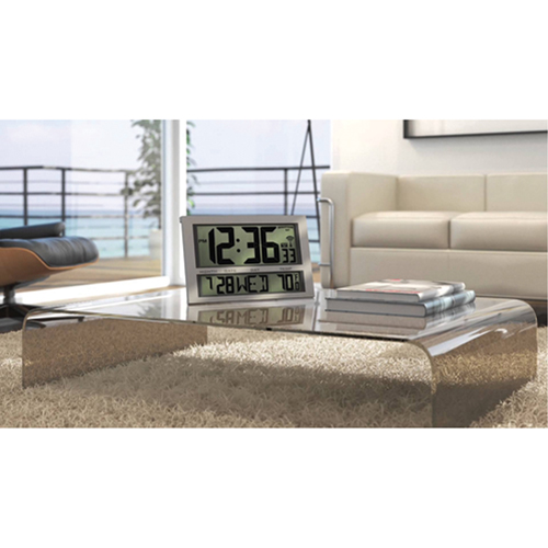 Jumbo Clock, Digital, Battery Operated, 16.5" W x 1.7" D x 11" H, Silver OCP Construction Supplies