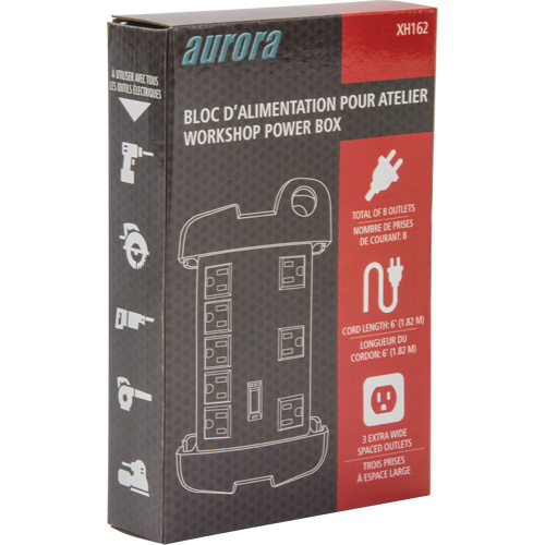 Workshop Surge Protector Power Strip, 8 Outlets, 1350 J, 1875 W, 6' Cord OCP Construction Supplies