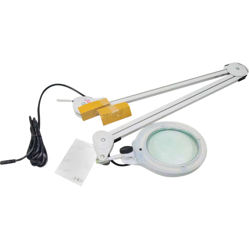 Magnifying Lamp, 3 Diopter, LED Light, 45" Arm, C-Clamp, Grey OCP Construction Supplies