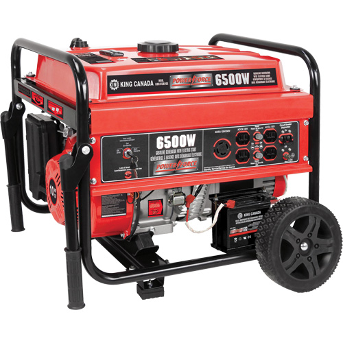 Electric Start Gas Generator with Wheel Kit, 6500 W Surge, 5000 W Rated, 120 V/240 V, 20 L Tank OCP Construction Supplies