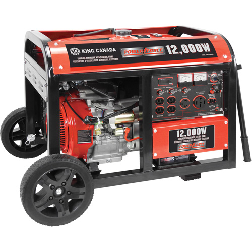 Electric Start Gas Generator with Wheel Kit, 12000 W Surge, 9000 W Rated, 120 V/240 V, 31 L Tank OCP Construction Supplies