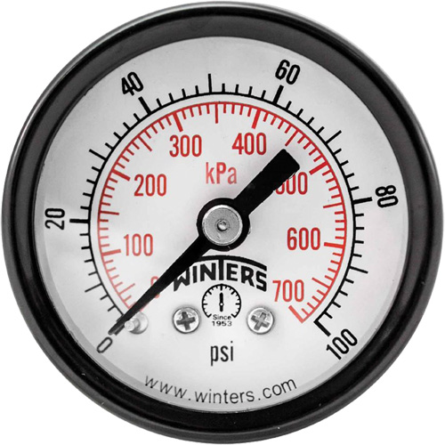 Economy Pressure Gauge, 1-1/2" , 0 - 100 psi, Back Mount, Analogue OCP Construction Supplies