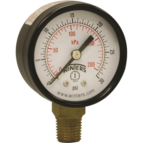Economy Pressure Gauge, 2" , 0 - 30 psi, Bottom Mount, Analogue OCP Construction Supplies