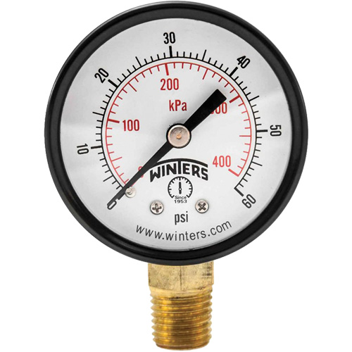 Economy Pressure Gauge, 2" , 0 - 60 psi, Bottom Mount, Analogue OCP Construction Supplies