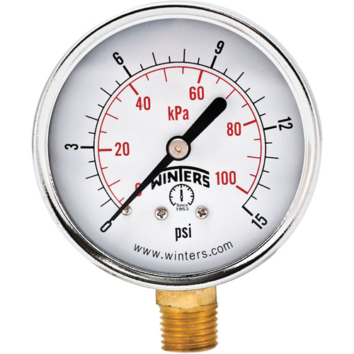 Economy Pressure Gauge, 2-1/2" , 0 - 15 psi, Bottom Mount, Analogue OCP Construction Supplies
