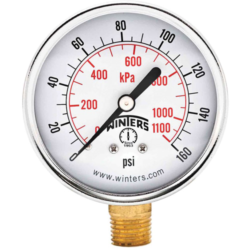 Economy Pressure Gauge, 2-1/2" , 0 - 160 psi, Bottom Mount, Analogue OCP Construction Supplies