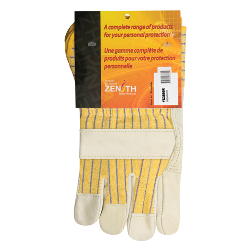Gants d'ajusteur &agrave; paume renforc&eacute;e, Grand, Paume en Cuir fleur de vache, Doublure en Coton OCP Construction Supplies