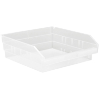 Bacs de rangement pour tablettes, 11-1/8" la x 4" H x 11-5/8" p, Transparent, Capacit&eacute; 30 lb OCP Construction Supplies