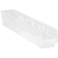Bacs de rangement pour tablettes, 4-1/8" la x 4" H x 23-5/8" p, Transparent, Capacit&eacute; 50 lb OCP Construction Supplies