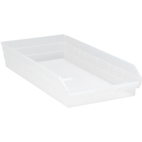 Bacs de rangement pour tablettes, 11-1/8" la x 4" H x 23-5/8" p, Transparent, Capacit&eacute; 50 lb OCP Construction Supplies