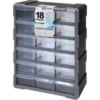 Armoire &agrave; tiroir, Plastique, 18 tiroirs, 15" x 6-1/4" x 18-3/4", Noir OCP Construction Supplies