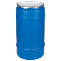 Barils en poly&eacute;thyl&egrave;ne, 30 gal. US (25 gal. imp.), Dessus ouvert, Bleu OCP Construction Supplies
